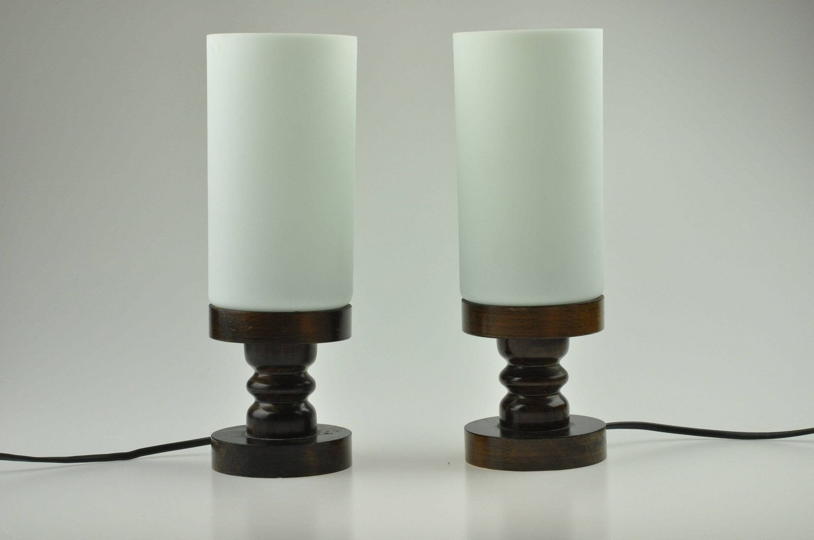 Pair Of Mid Century Lamps, Table Lamp, Desk Lamp, Pair Lamps, Pair Of Lamps, Bedside Lamp, Mid Century Lamp, Glass Lamp, Wooden Lamps photo furniture