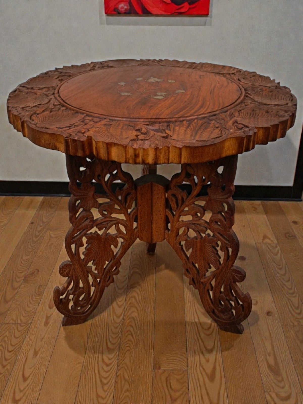 Vintage Oriental Table Carved Plant Or Side Table Antique 1920 photo 175.0