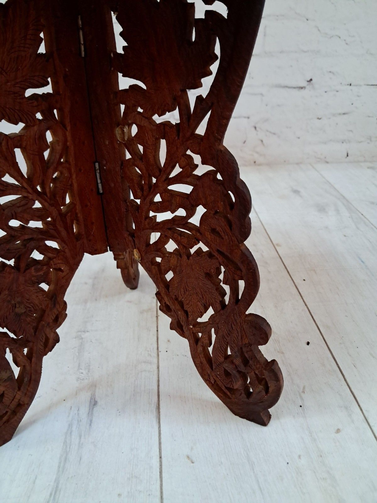 Furniture Vintage Oriental Table Carved Plant Or Side Table Antique 1920 photo