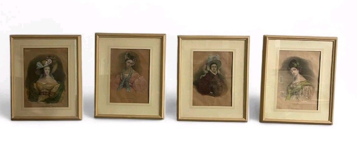 4 Antique Henri Grevedon The 4 Seasons Watercolor Lithographs