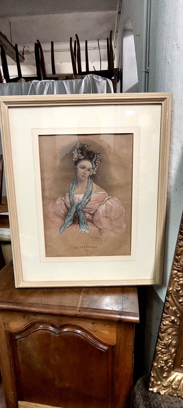 4 Antique Henri Grevedon The 4 Seasons Watercolor Lithographs photo for sale