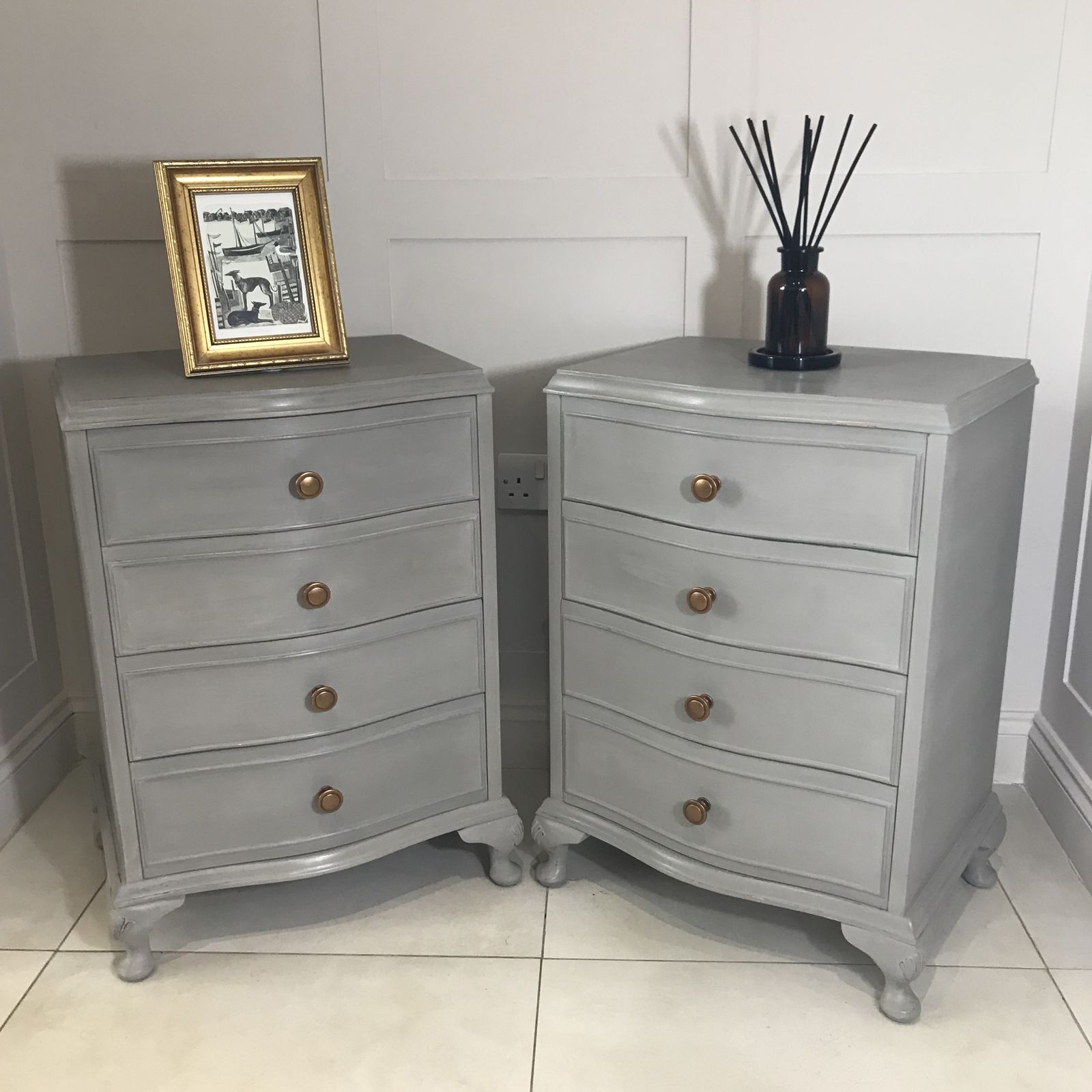 A Pair Of Hand Painted Small Chests Of Drawers.