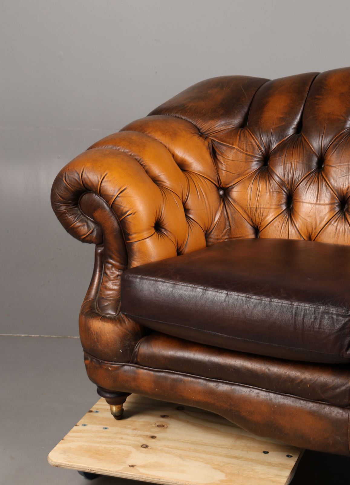 Thomas Lloyd Brown Chesterfield Scroll Arm Sofa photo furniture