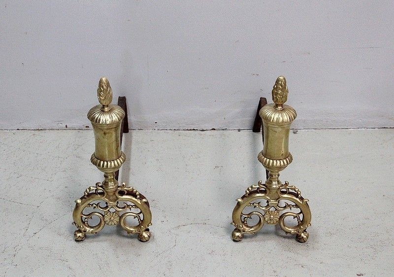 Pair Of Andirons Napoleon III, 19th Century