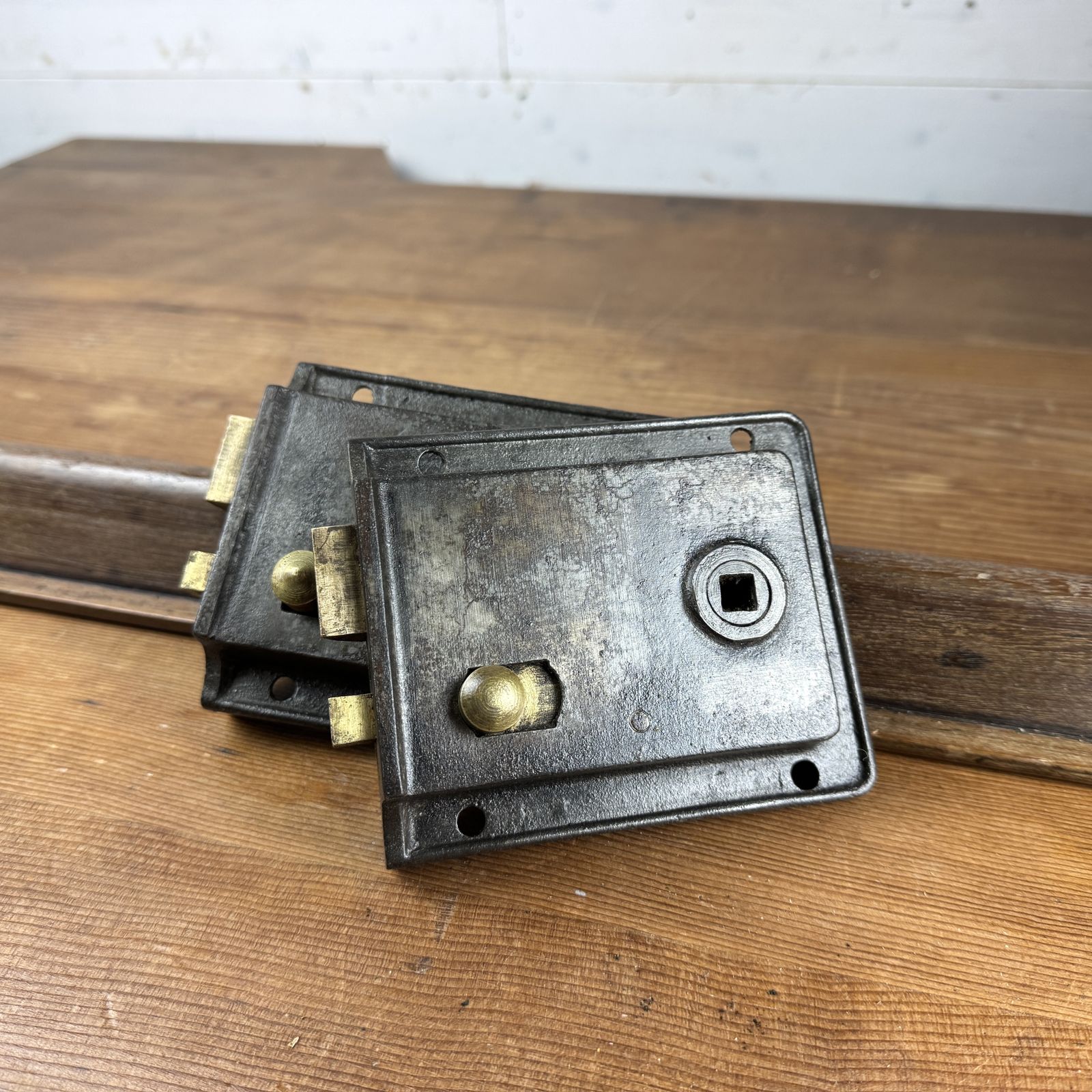Pair Of Reclaimed Antique Iron Rim Locks
