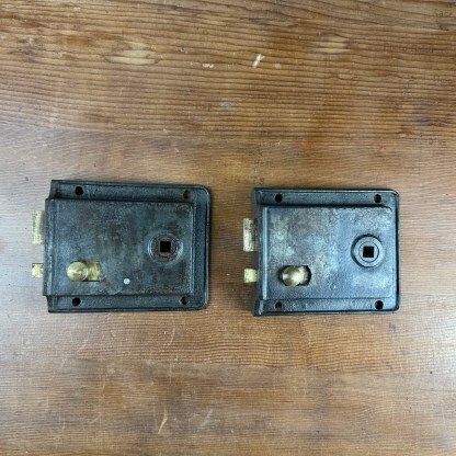 Pair Of Reclaimed Antique Iron Rim Locks photo furniture