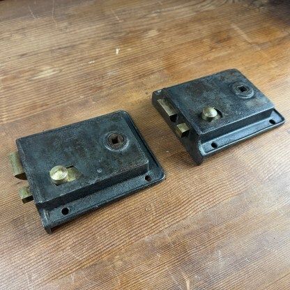 Pair Of Reclaimed Antique Iron Rim Locks photo for sale