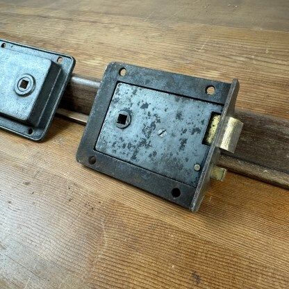 Pair Of Reclaimed Antique Iron Rim Locks photo 200.0