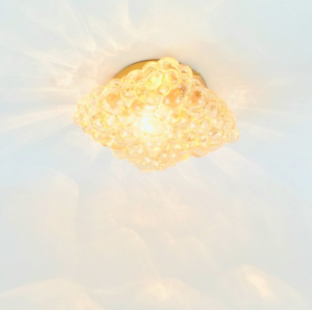 Mid Century Amber Bubble Glass Wall Light By Helena Tynell For Limburg, Germany, 1970s photo vinterior