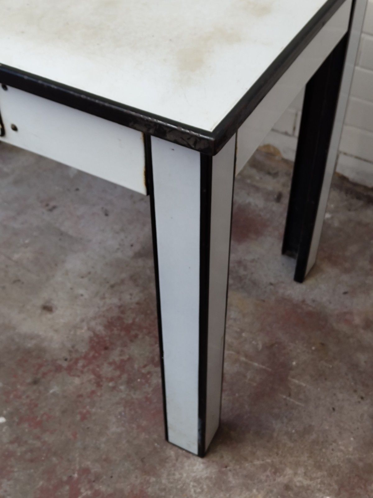 Antique Vintage 1940s French Enamel Metal Doctors Desk photo Furniture