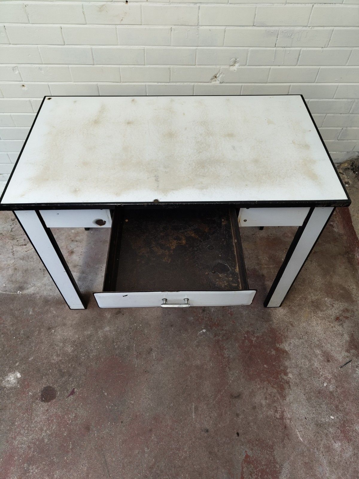 photo for sale Antique Vintage 1940s French Enamel Metal Doctors Desk