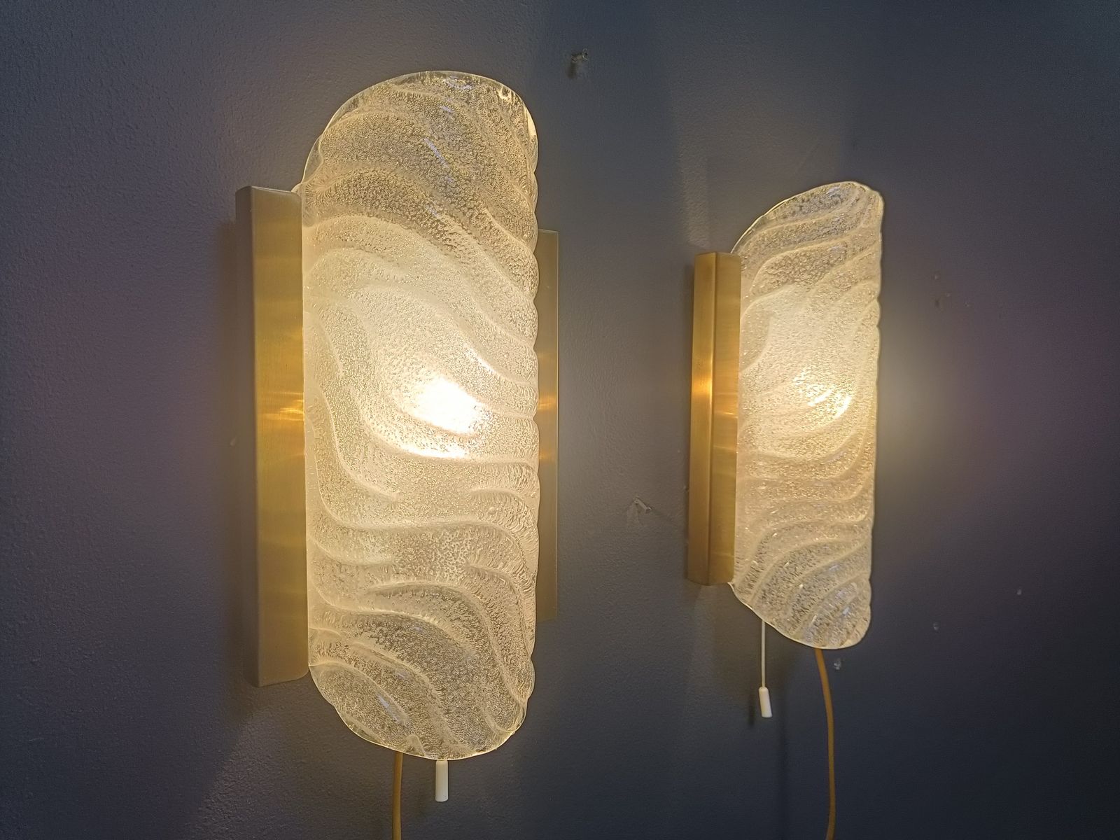 Pair Of Brass And Glass Wall Lights By Fischer Leuchten, 1960s photo 450.0