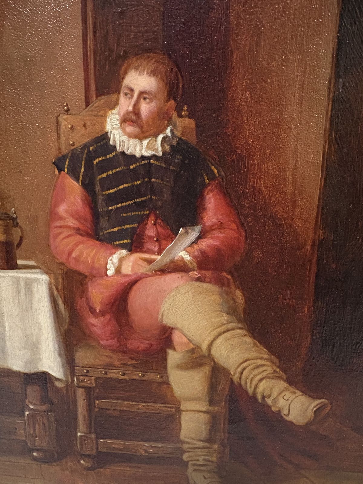 Oil On Canvas Scene Of A Cavalier And A Maid By Edwin Hughes 1875 photo vinterior