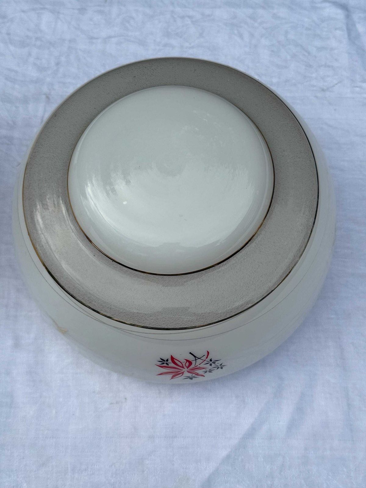 Authentic Pair Of Vintage Frosted Glass Ceiling Light Shades With Floral Mid Century Detailing photo 153.0