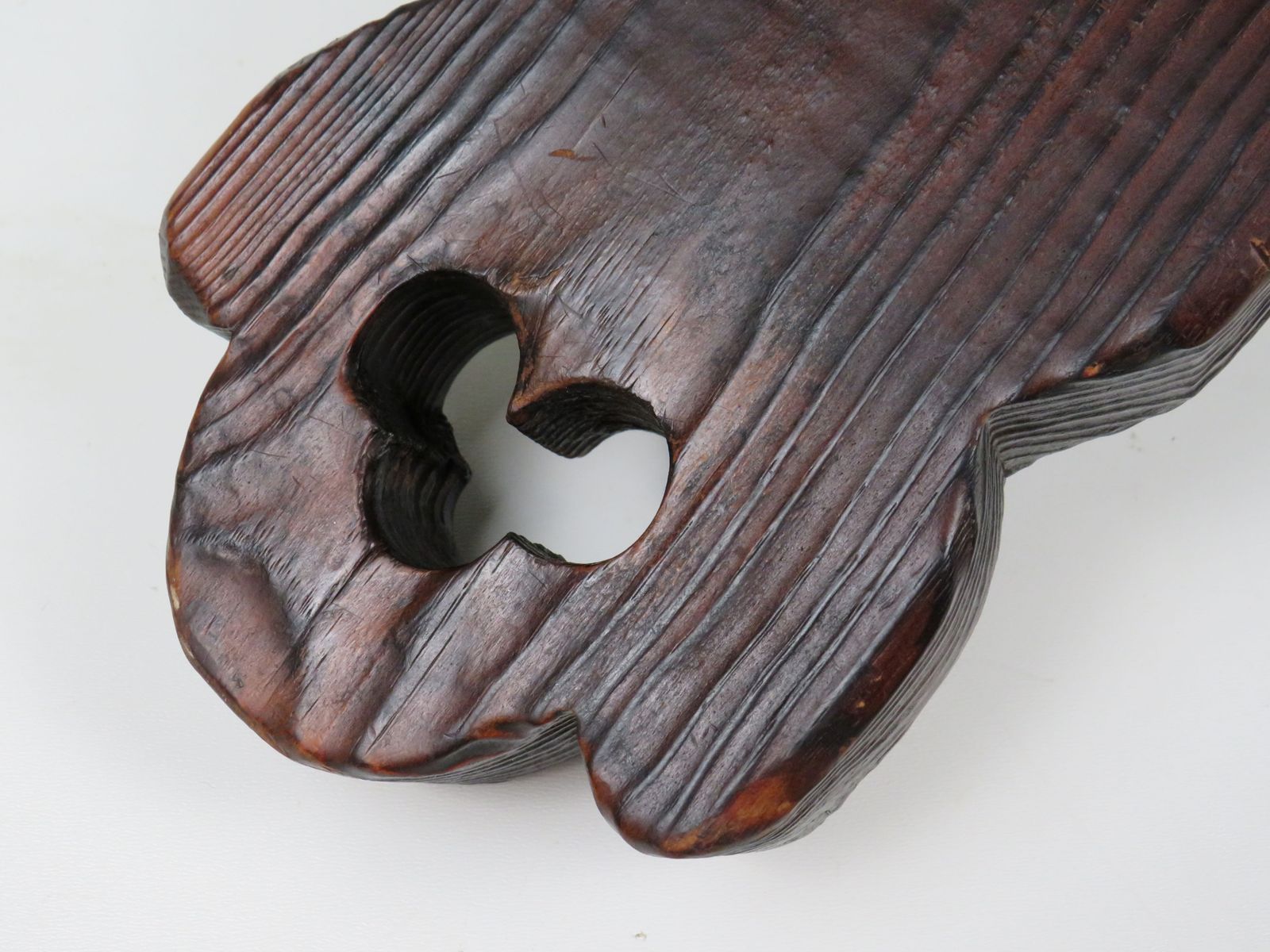 Spanish Mid Century Carved Wooden Birth Stool – Brutalist Style photo buy