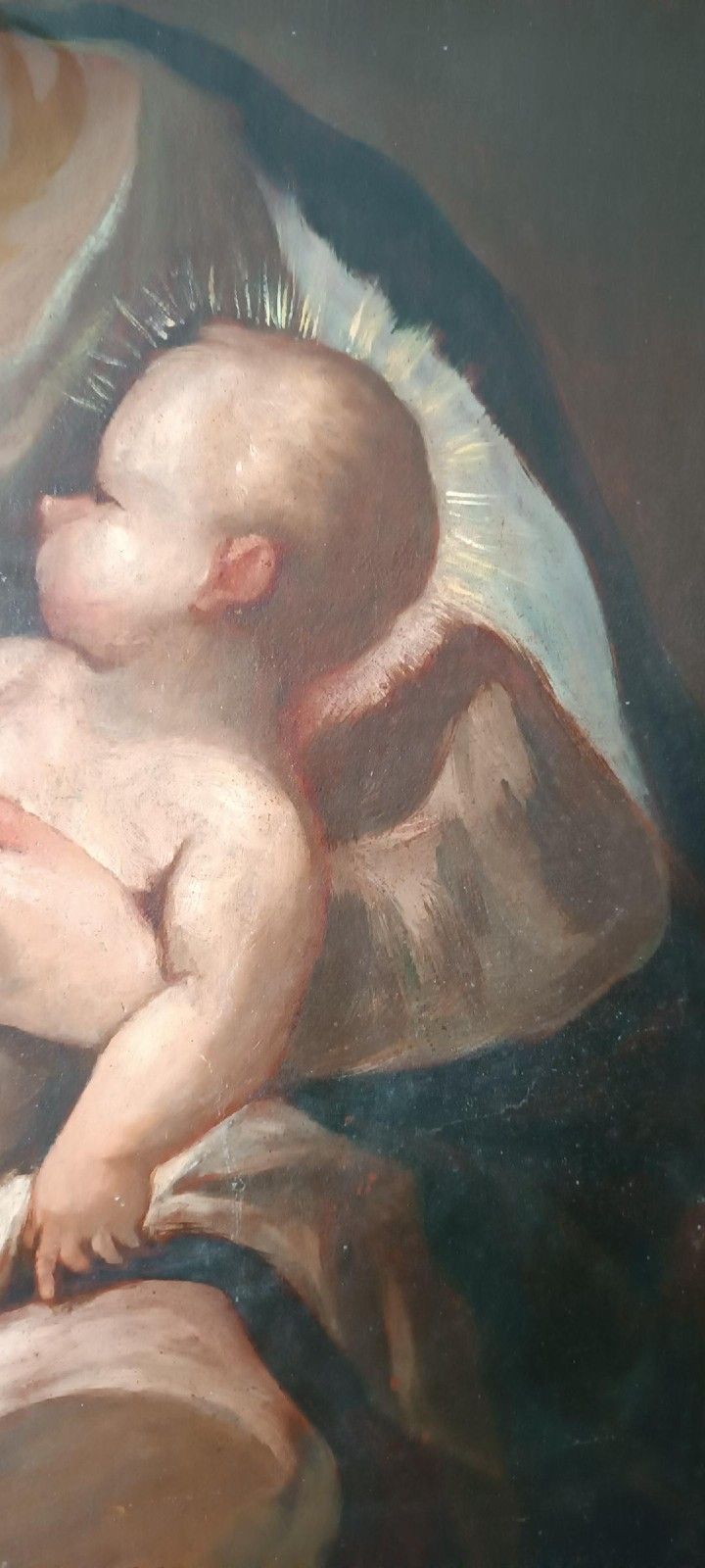 photo furniture Antique Oil Painting On Canvas Madonna With Child 18th Century