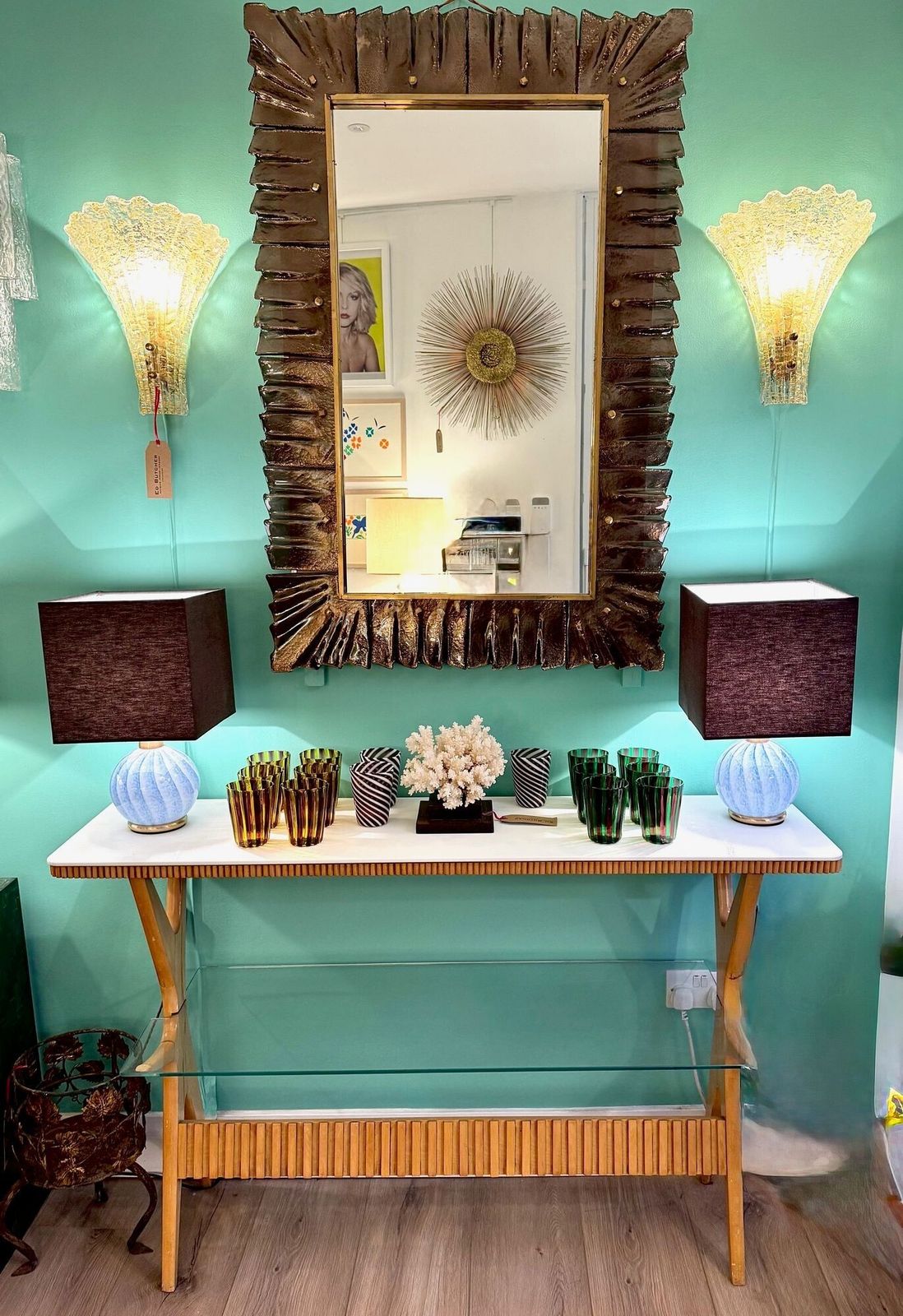 A Lovely Italian 1950s Beechwood And Ribbed Glass Console By Ico Parisi photo buy