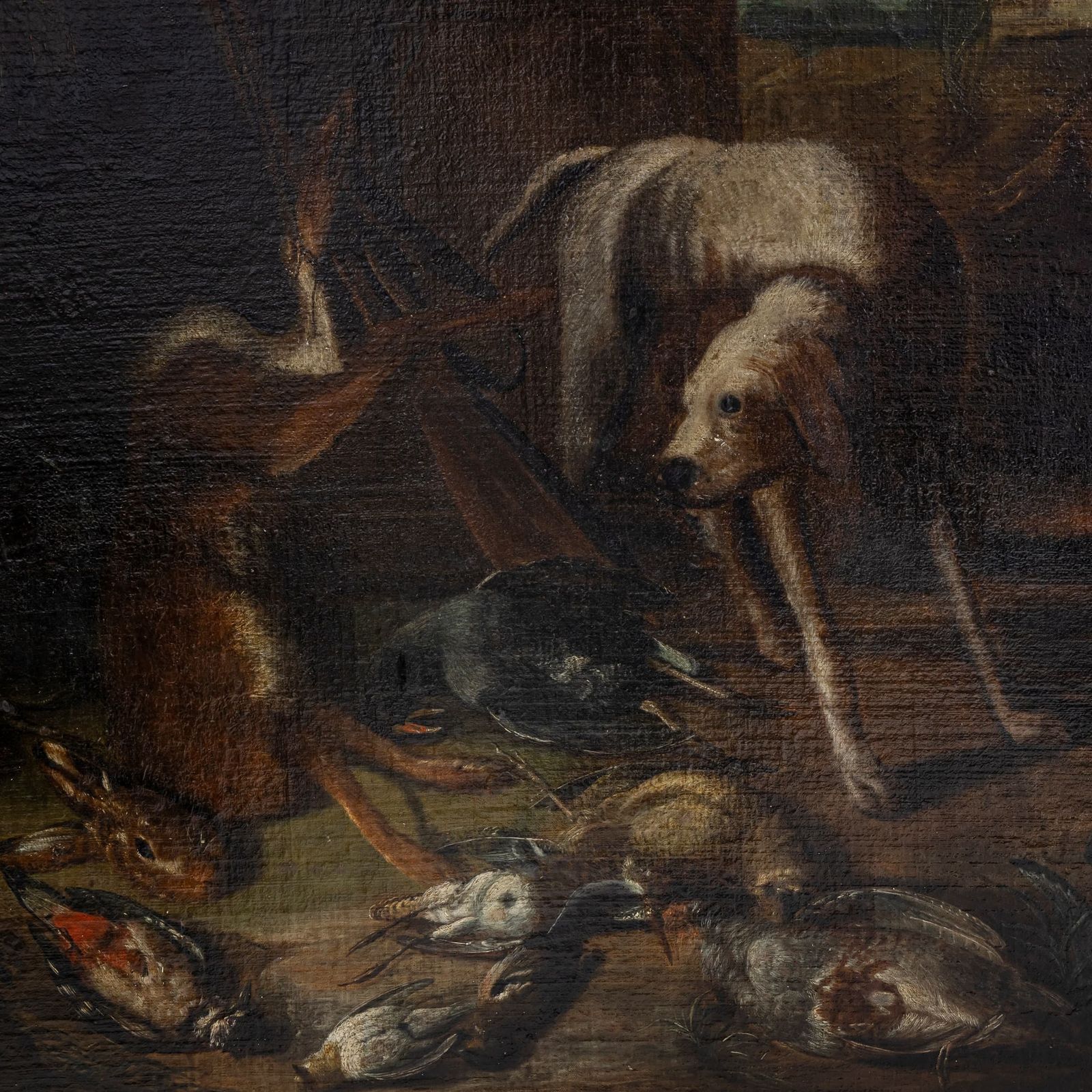 Baroque Hunting Still Life With Dog, 18th Century, Large, Oil On Canvas, Framed photo Art