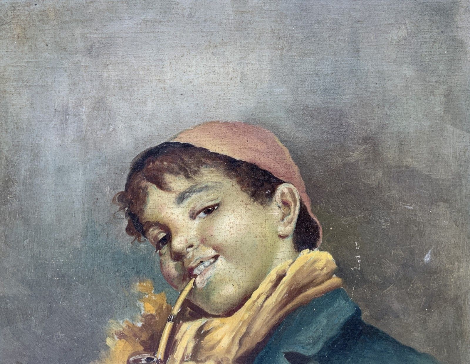 Circle Of: Luca Postiglione (1876 1936) 19thc Italian Oil Portrait Painting 2of2 photo 289.0