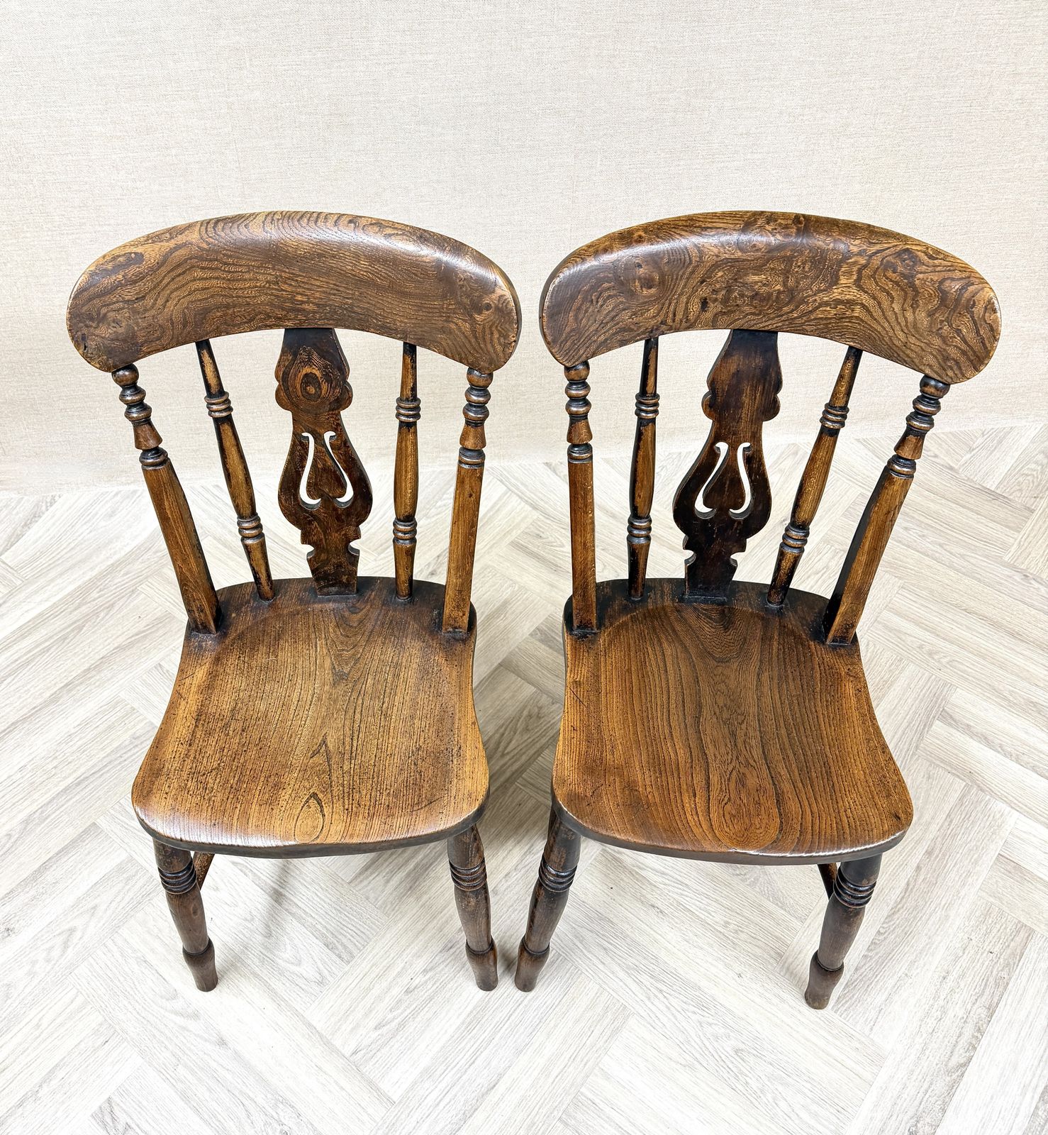 Pair Of Antique Windsor Lyreback Kitchen Dining Chairs photo furniture