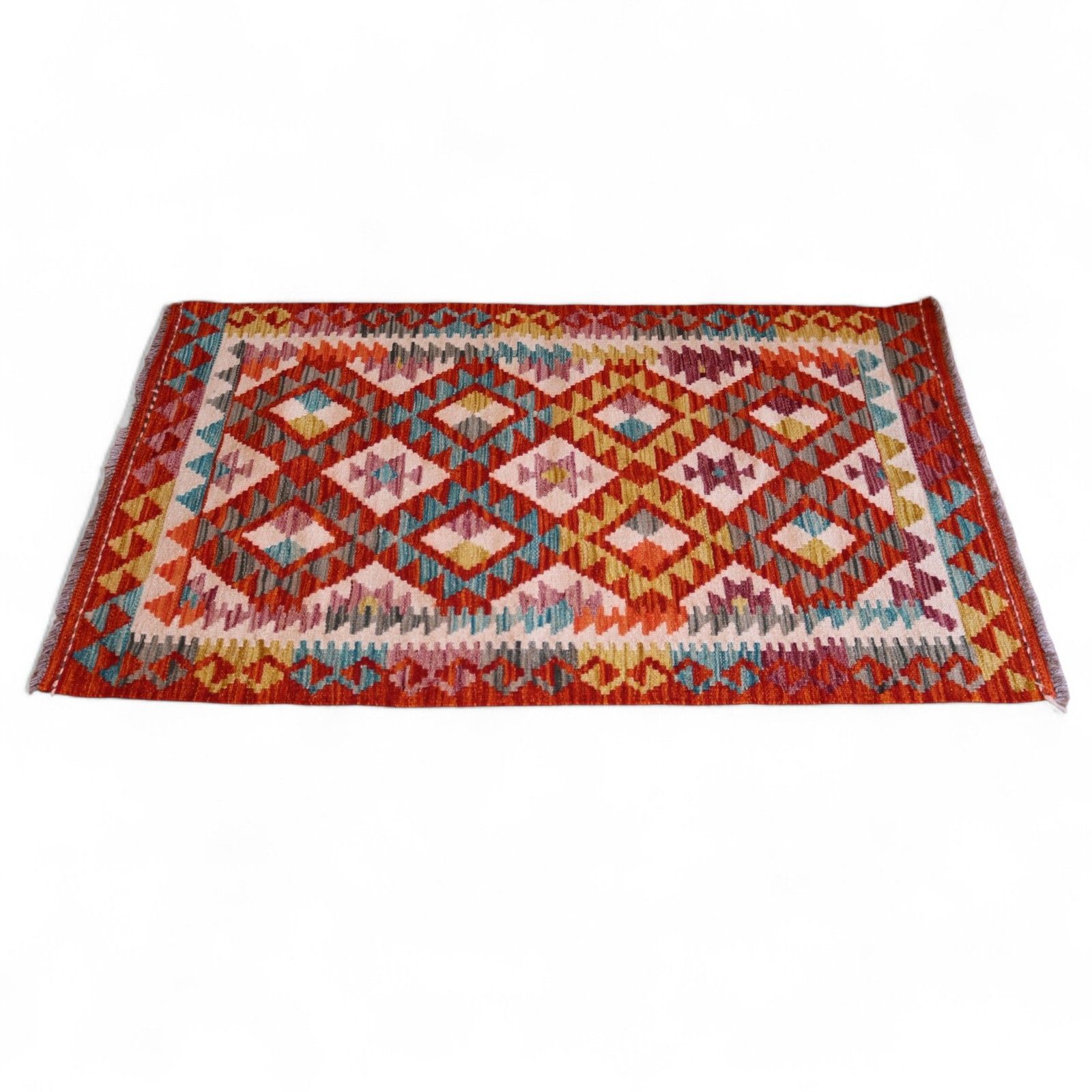 Vintage Afghan Chobi Kilim Hand Spun Wool Tribal Rug Circa 1970s