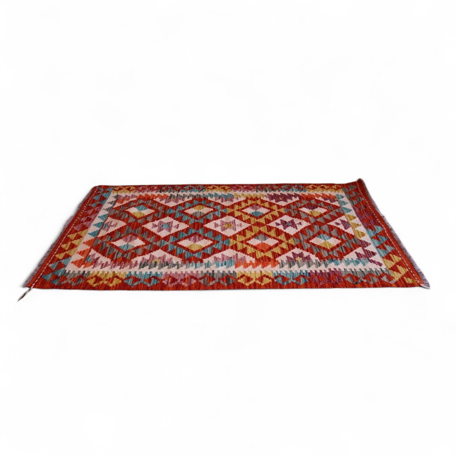 photo furniture Vintage Afghan Chobi Kilim Hand Spun Wool Tribal Rug Circa 1970s