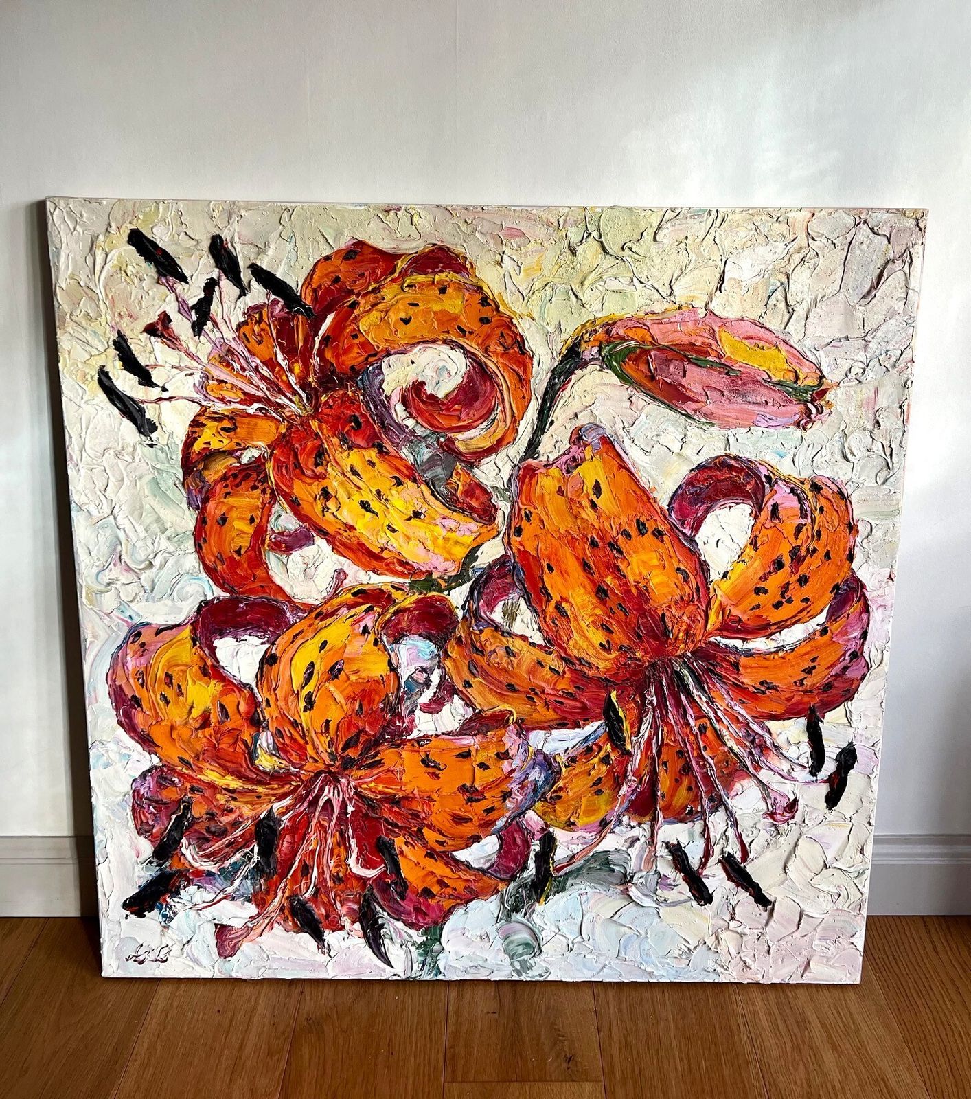 Tiger Lilies — Lana Okiro Oil On Canvas, 100 × 100 Cm photo furniture