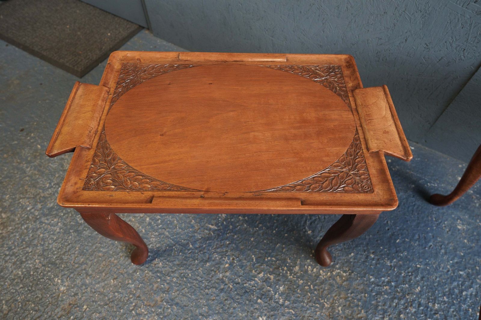 Harlequin Pair Of Queen Anne Revival Walnut Tray Top Tables – British, Circa 1920s photo for sale