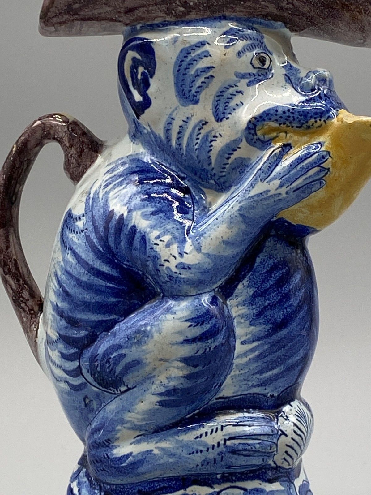 750.0 18thc Antique Dutch Delft Faience Monkey Toby Jug By: Pieter Verburg (1756 1789) photo
