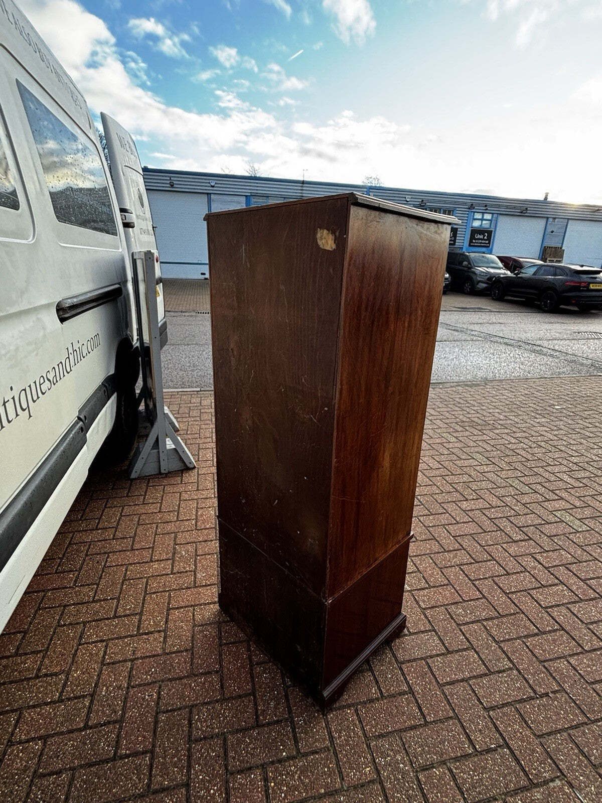 photo for sale Antique Mahogany Housekeepers Cabinet / Small Linen Press.