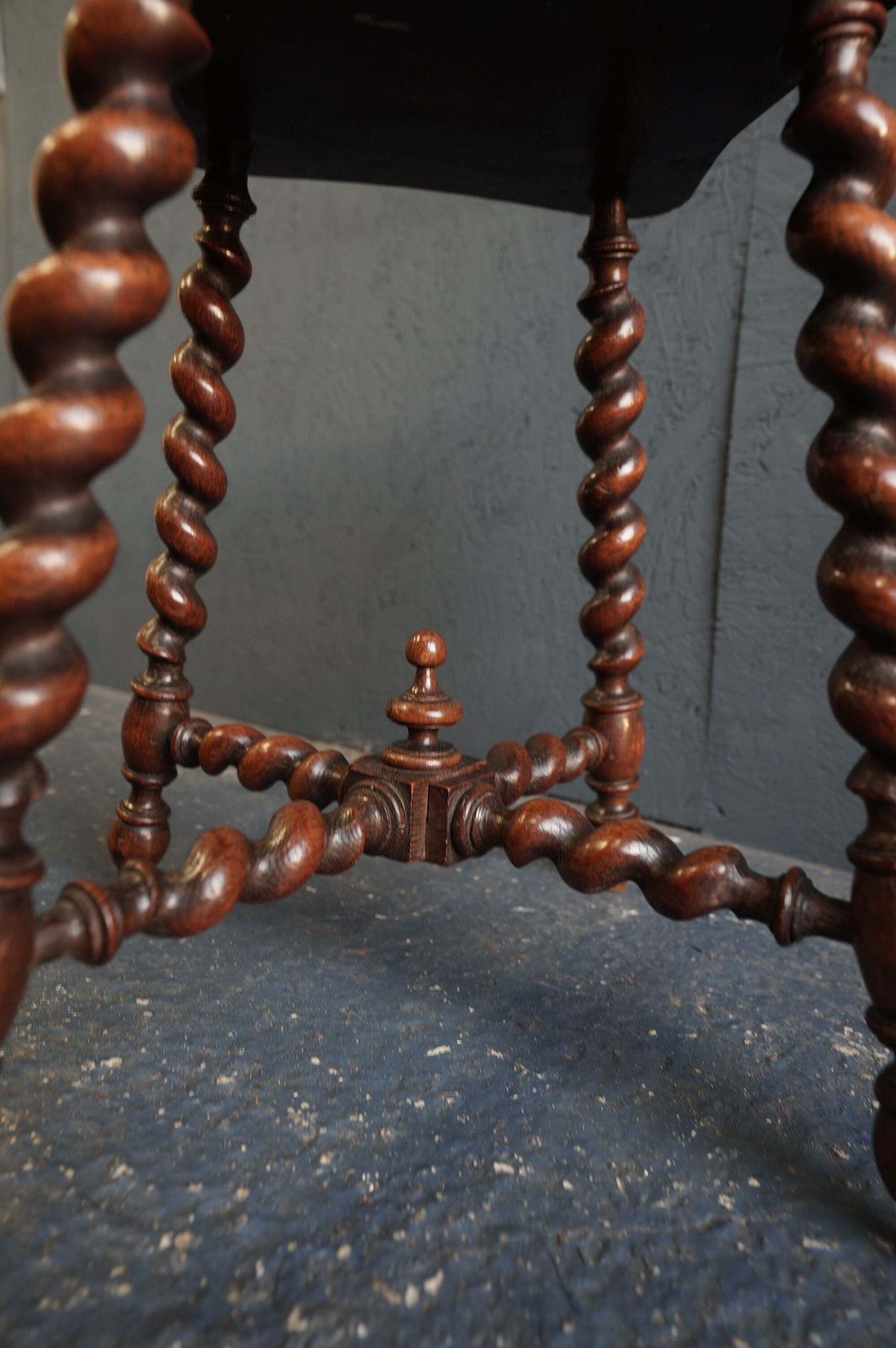 Jacobean Revival Carved Oak Barley Twist Stool / Occasional Table – C.1920s photo vintage