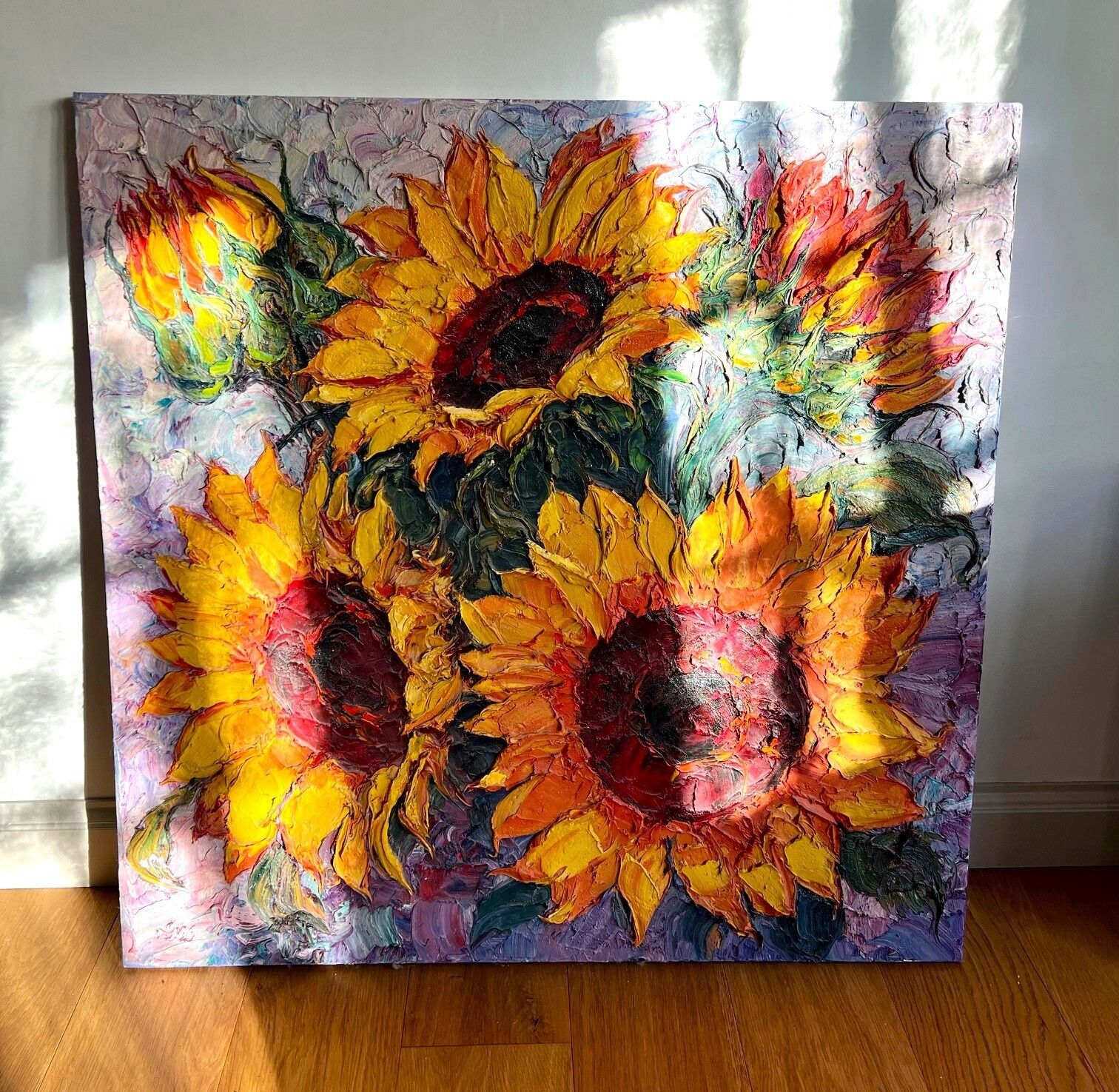 Sunflowers — Lana Okiro Oil On Canvass 100cm X 100cm photo for sale