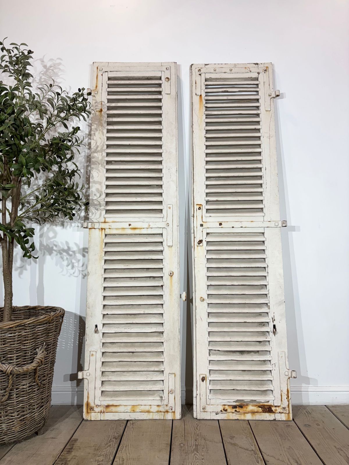 Set Of Two Antique French Original Painted Shutters photo furniture