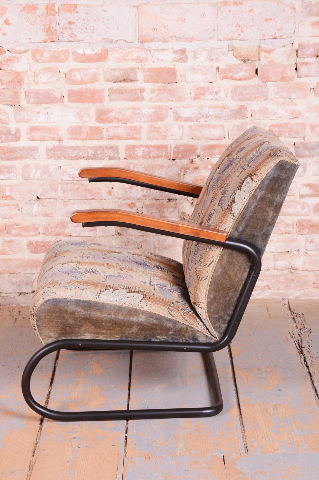 Pair Of Restored Bauhaus Armchairs, Beech, Steel, Polished, Czech, 1930s photo buy