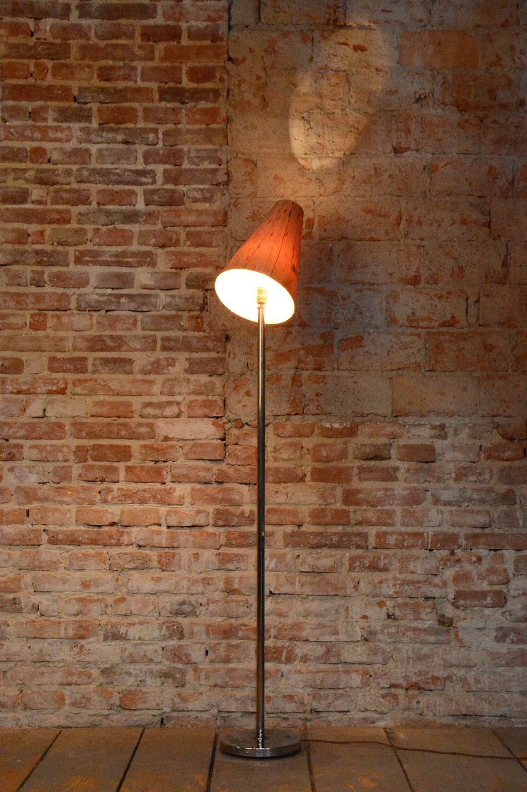 Original Bauhaus Floor Lamp, Tubular Chrome Plated Steel, Czech, 1940s photo vintage