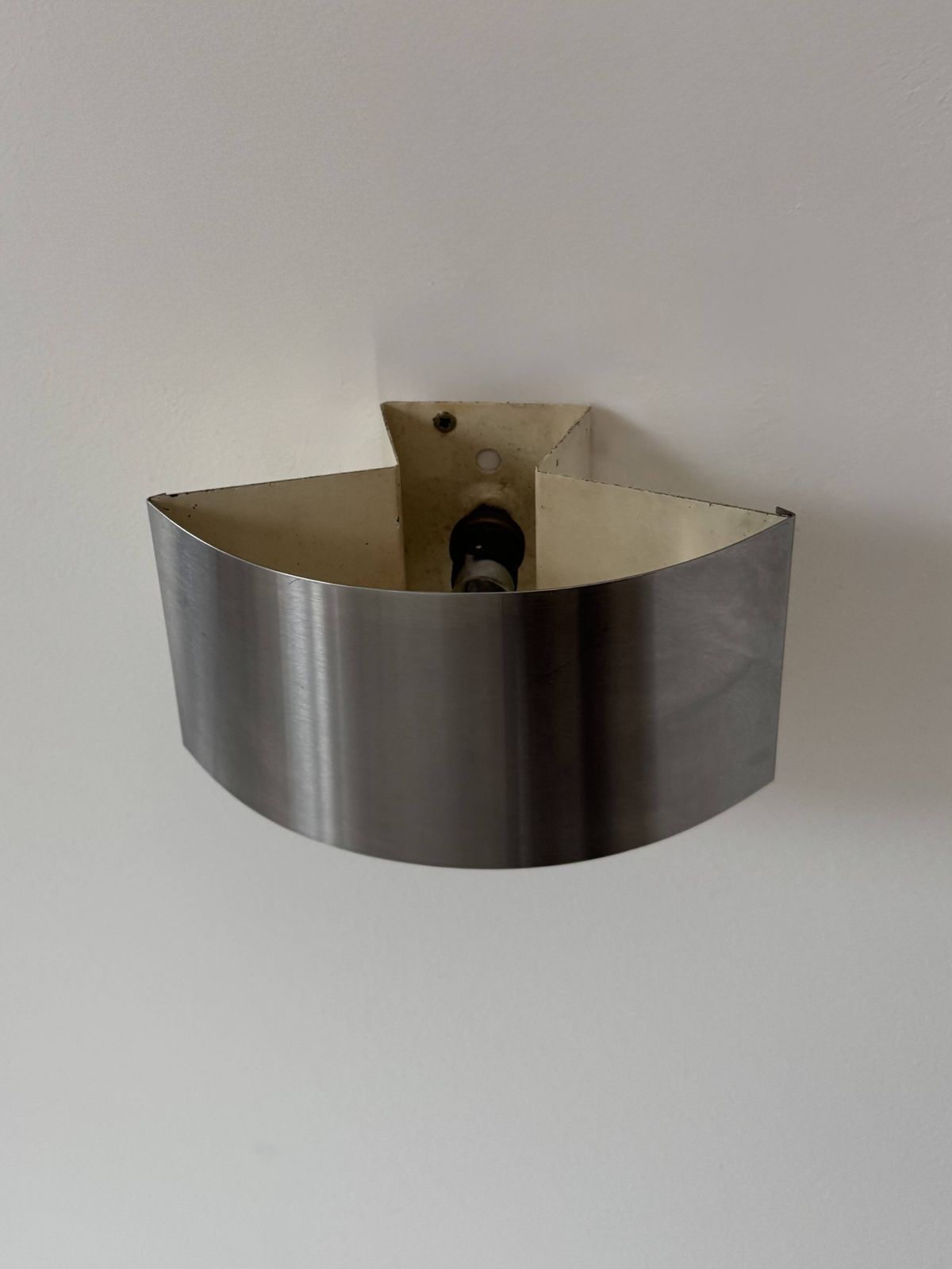 Vintage Wall Light, Curved Brushed Metal, France, 1960 photo vintage