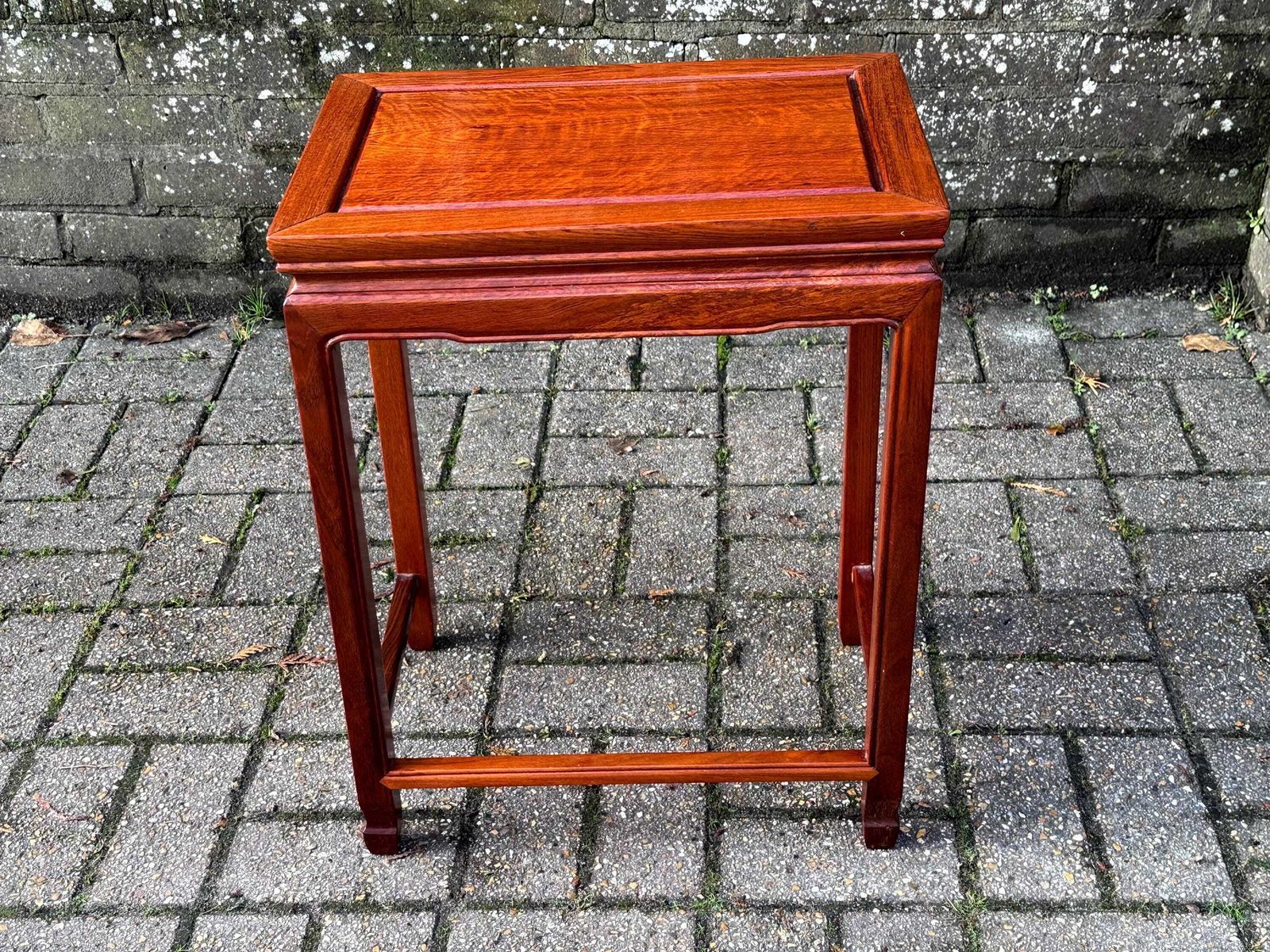 Vintage Teak Side Table Oriental Style Table Or Plant Stand 1980s 1990s Hardwood Furniture 3 photo furniture