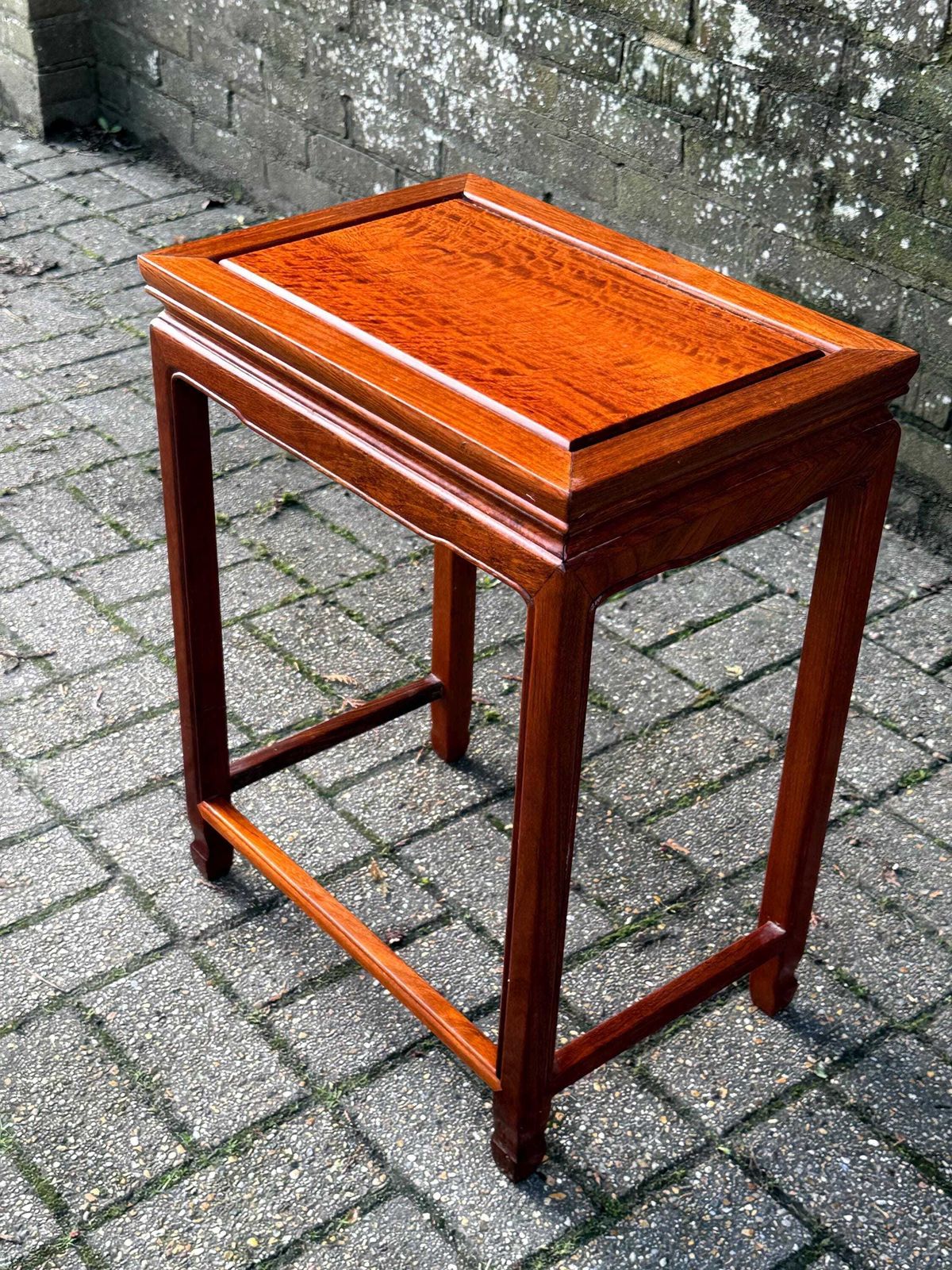 Furniture Vintage Teak Side Table Oriental Style Table Or Plant Stand 1980s 1990s Hardwood Furniture 3 photo