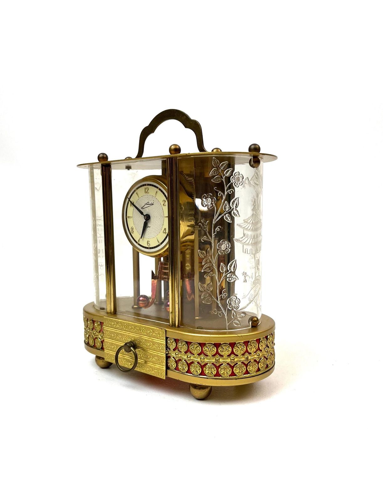 Rare Stunning Mid Century Schmid 8day Desk Clock With Reuge Music Box photo for sale