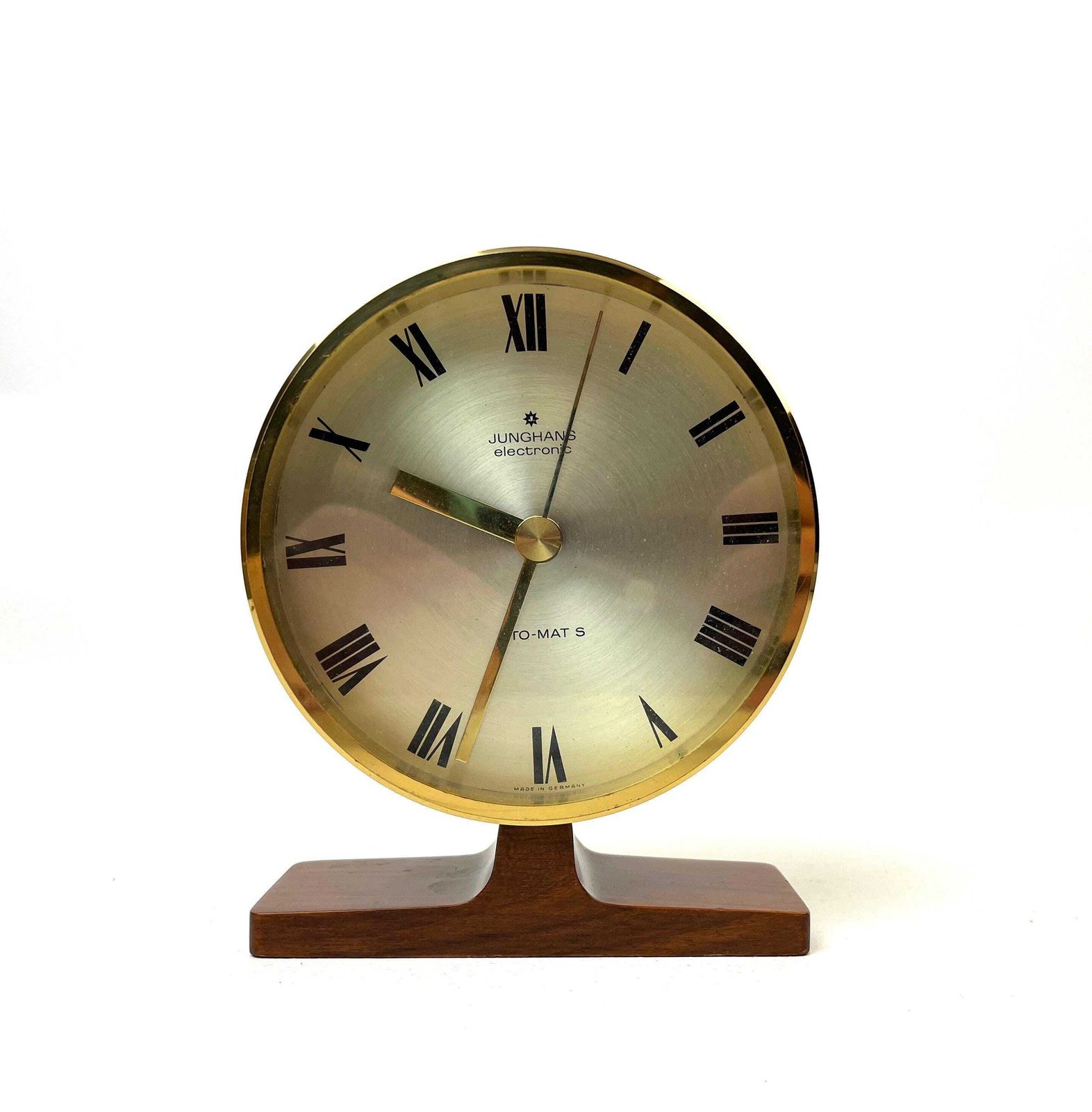 Rare Mid Century Teak Foot Round Brass Desk Clock By Junghans Ato Mat photo furniture