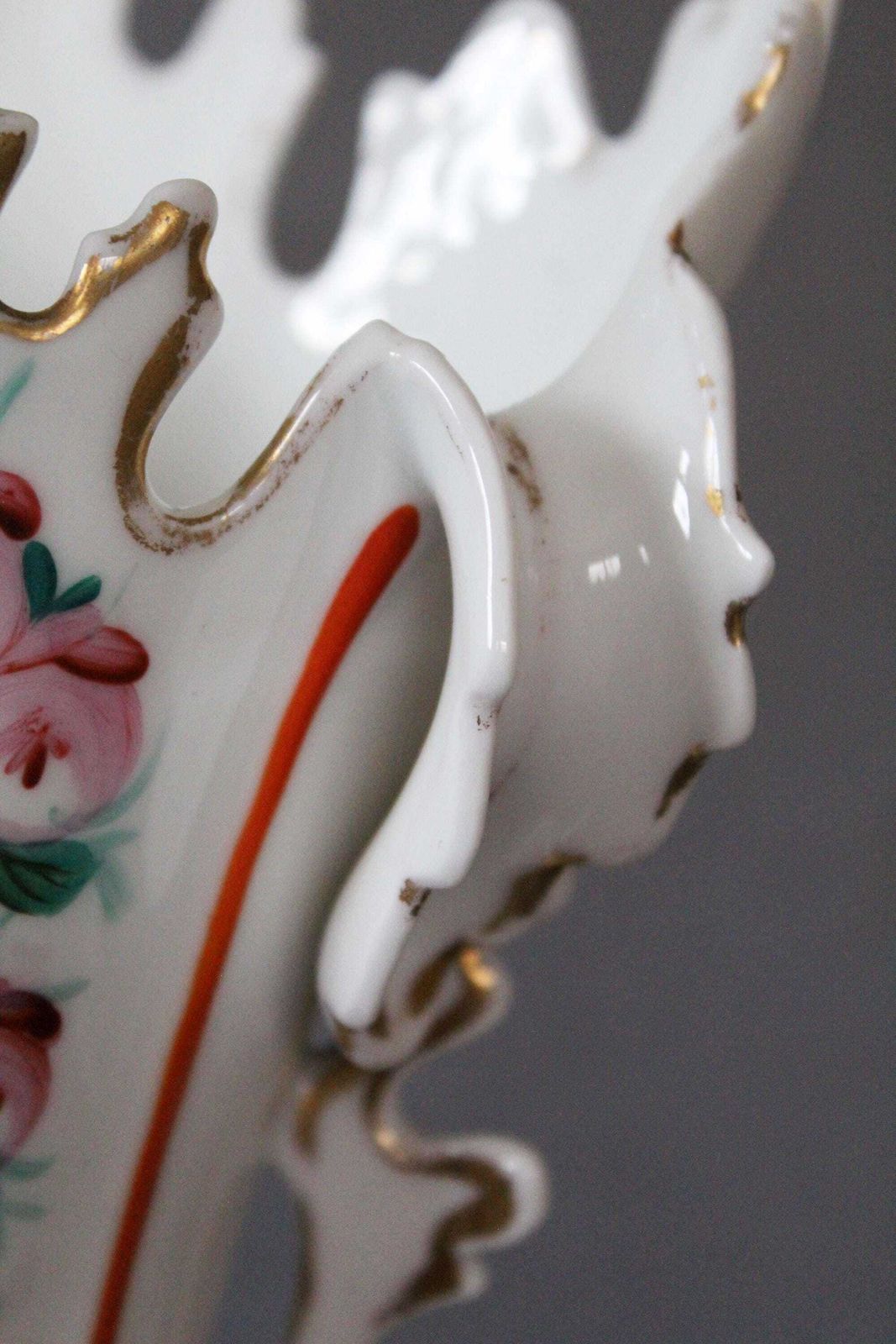Large Antique Vieux Paris Porcelain Vase, Louis Philippe Bridal Vase, Spill Vase, Thistle Shape, Mantel Vase, Wedding Vase, Hand Painted photo Home Decor