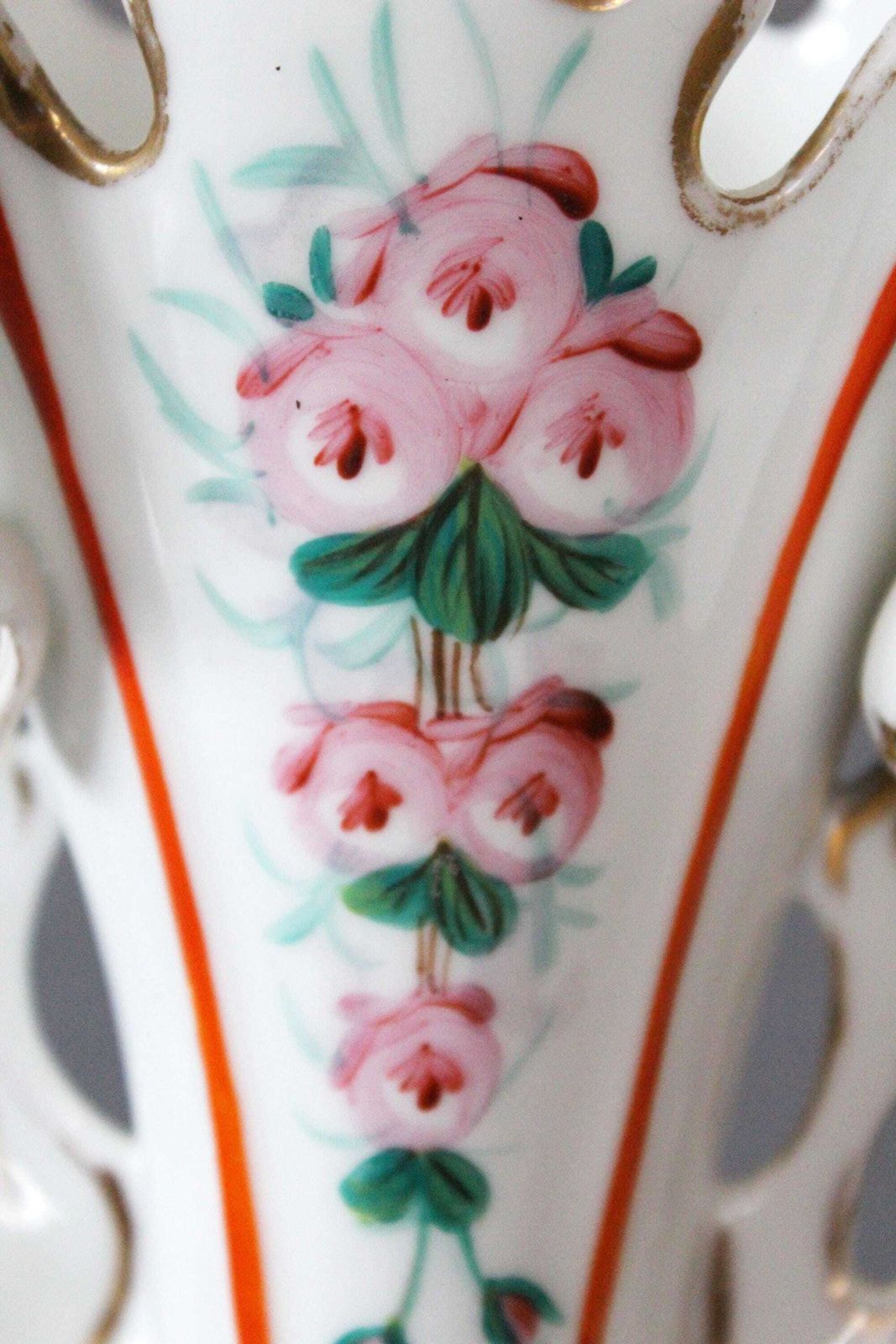 Large Antique Vieux Paris Porcelain Vase, Louis Philippe Bridal Vase, Spill Vase, Thistle Shape, Mantel Vase, Wedding Vase, Hand Painted photo 66.0