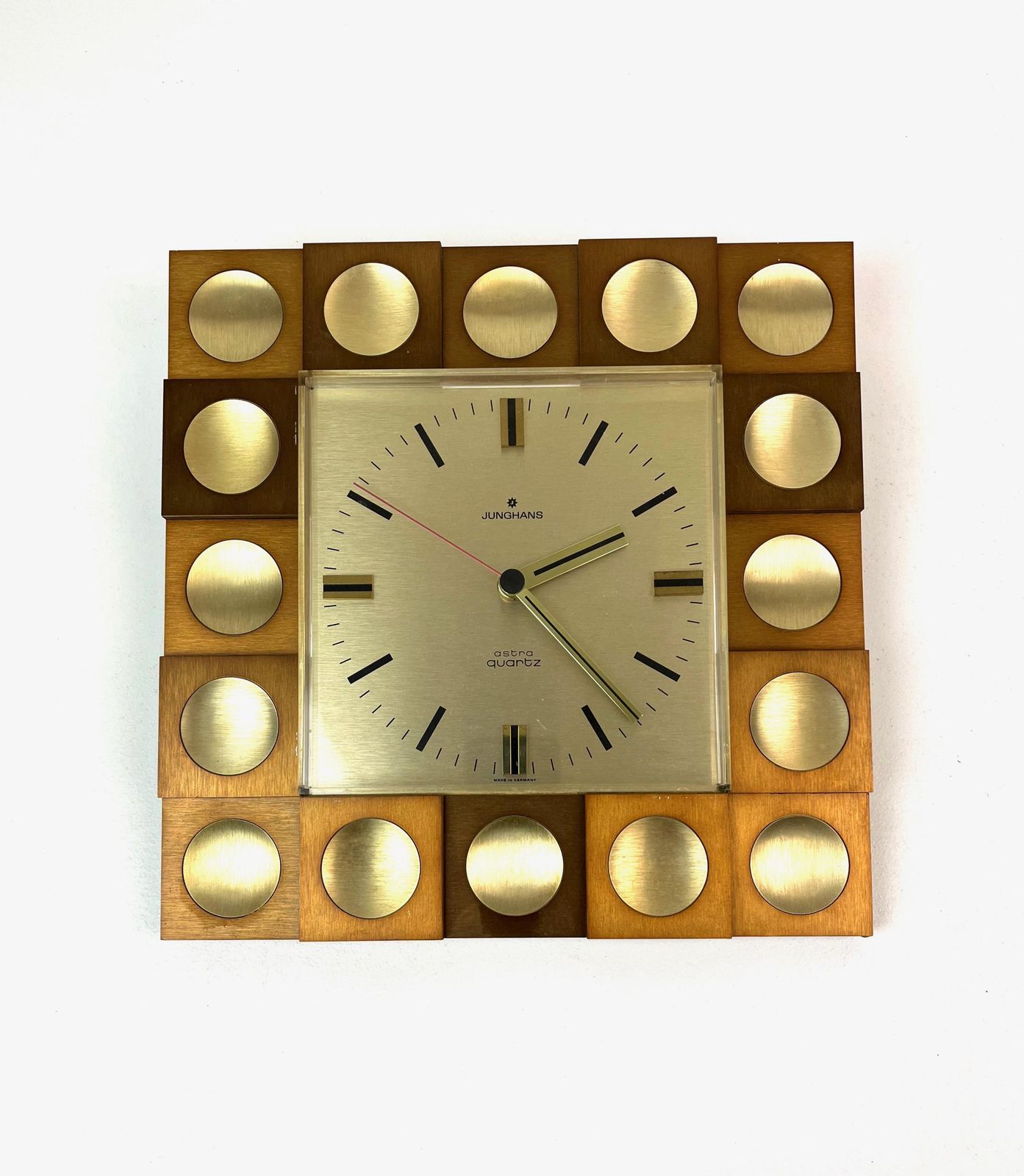 Rare Space Age Mid Century Op Art Cubist Wall Clock By Junghans Astra Quartz
