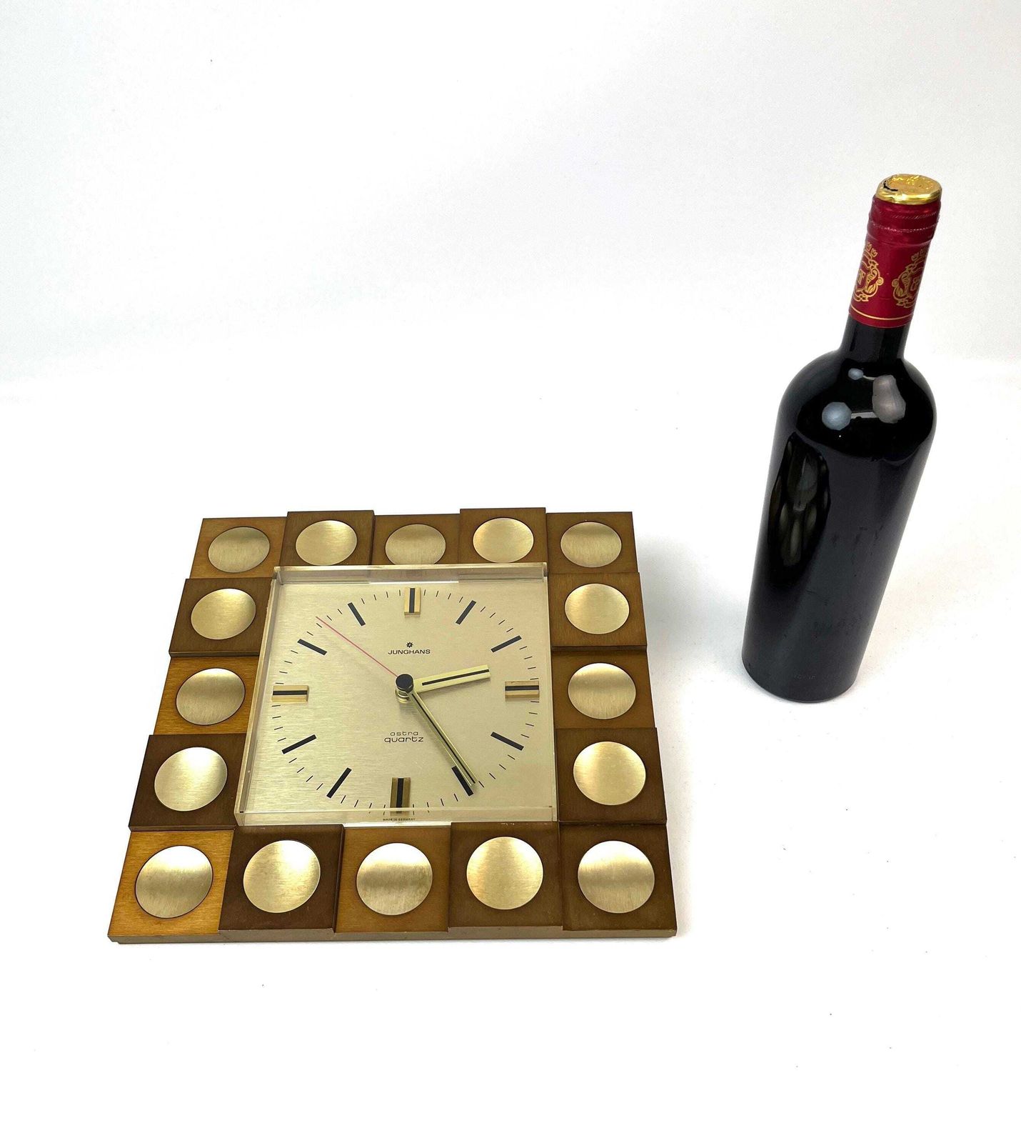 Rare Space Age Mid Century Op Art Cubist Wall Clock By Junghans Astra Quartz photo vinterior