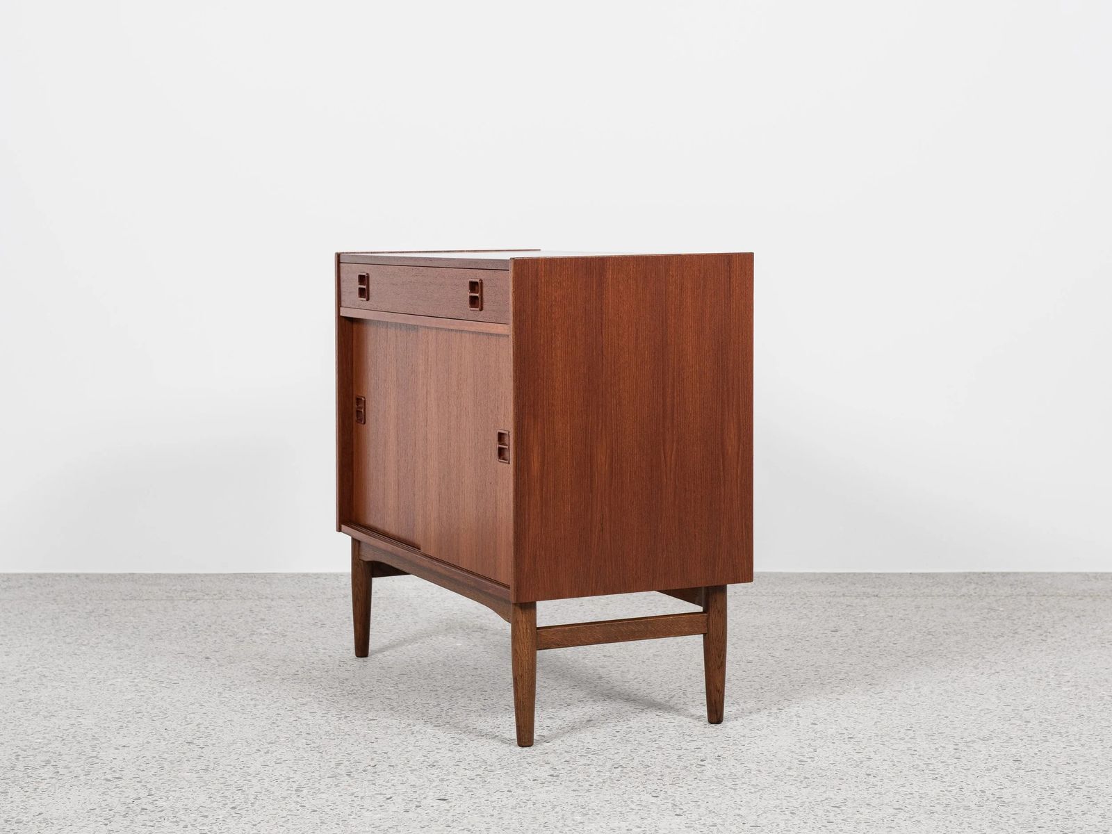 Midcentury Danish Cabinet In Teak With 1 Drawer And 2 Sliding Doors 1960s photo for sale