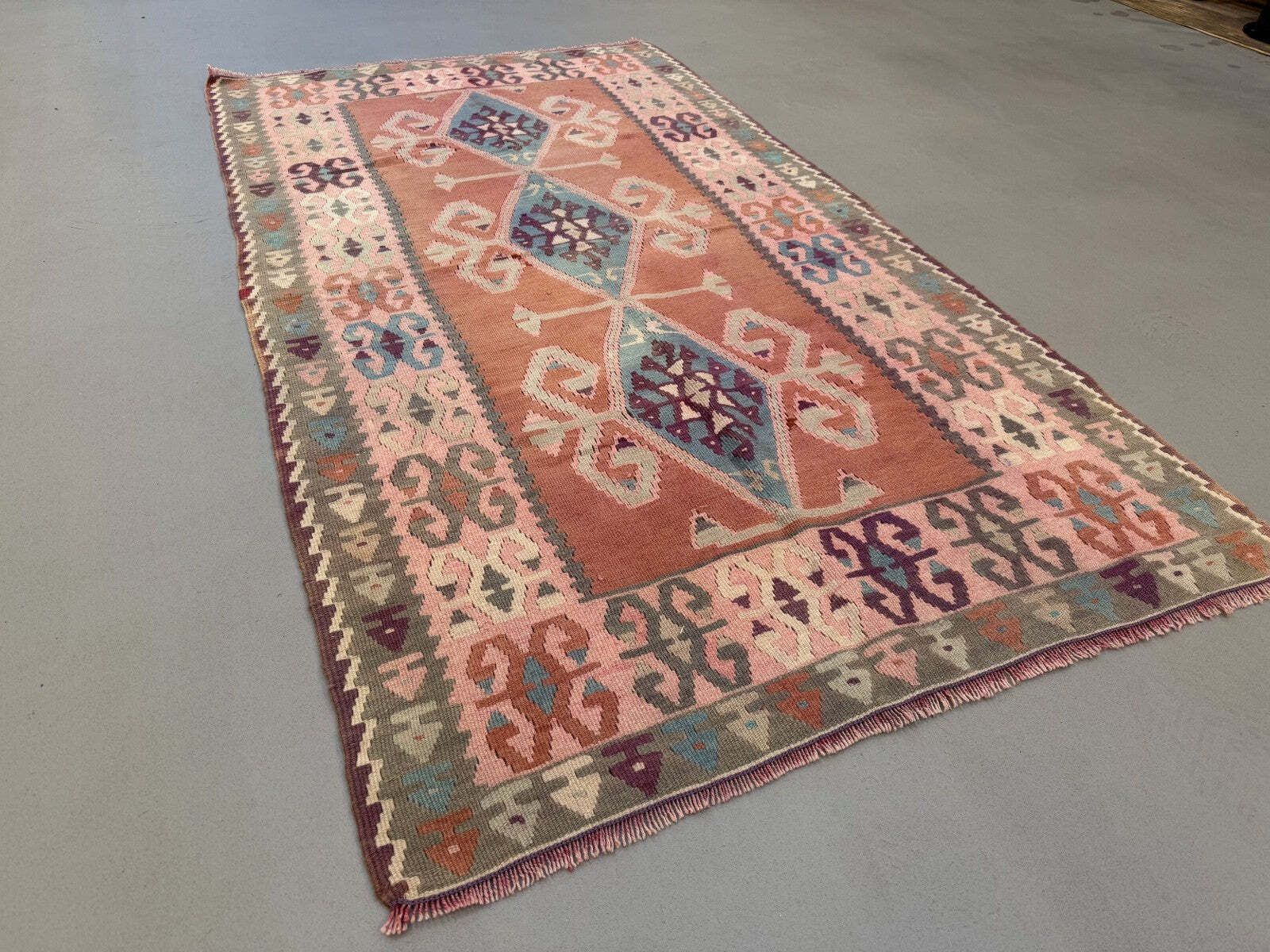 Large Vintage Turkish Kilim Rug 190x103 Cm Wool Kelim Medium 2515 photo Textiles