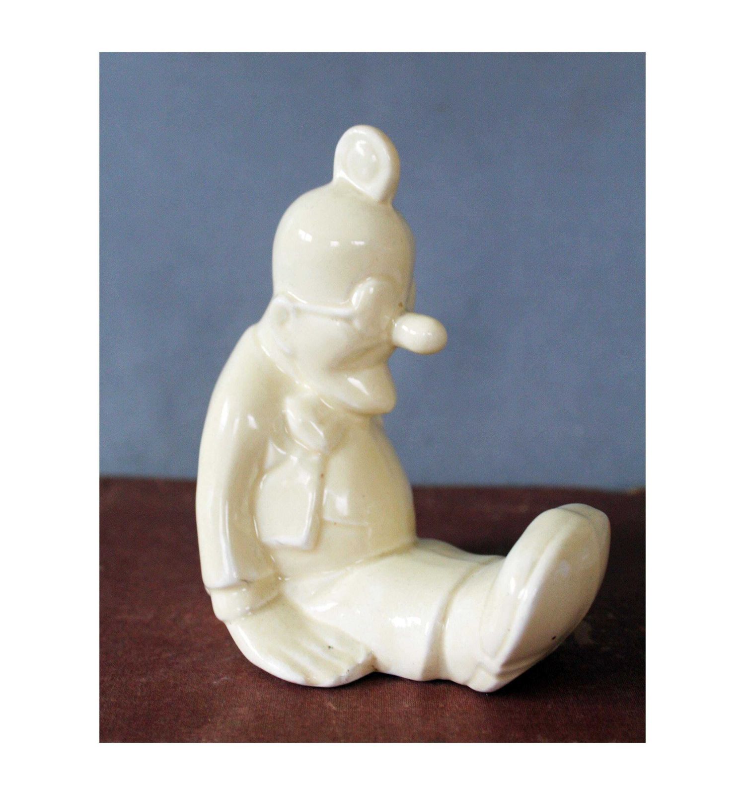 Antique Circa 1930s French Piggy Bank To Break, Professeur Nimbus, Digoin Sarreguemines, Numbered, Collectable, Cream Color, Opera Mundi Dex