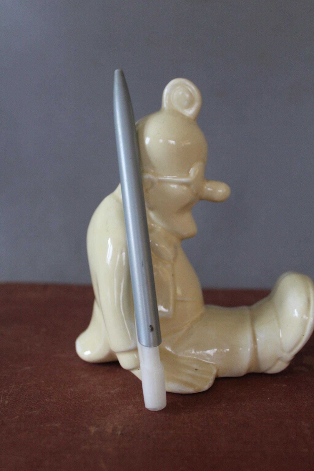 Antique Circa 1930s French Piggy Bank To Break, Professeur Nimbus, Digoin Sarreguemines, Numbered, Collectable, Cream Color, Opera Mundi Dex photo furniture