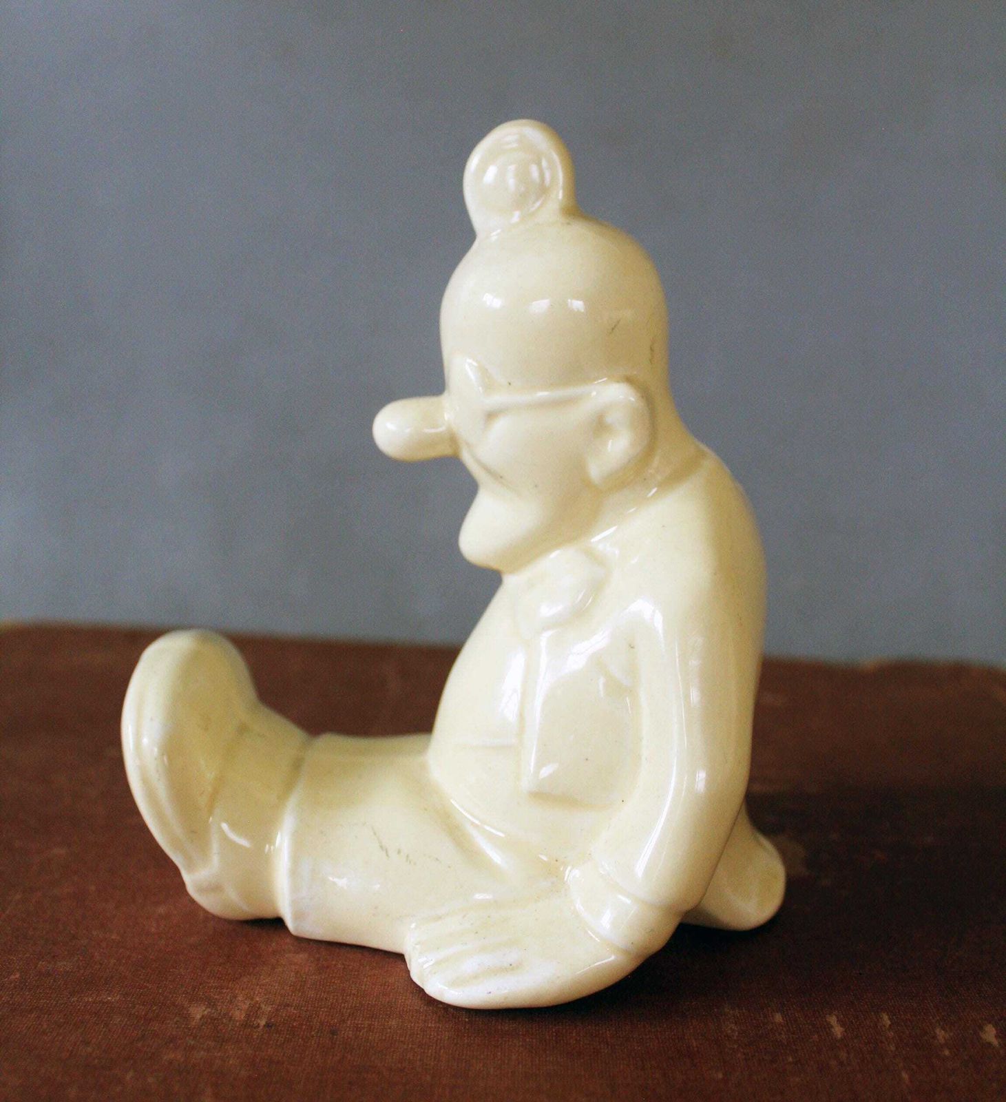 Antiek Frans Spaarpotje Om Te Breken, Ca. Jaren 1930, Professeur Nimbus, Digoin Sarreguemines, Genummerd, Verzamelobject, Crèmekleur, Opera Mundi Dex photo for sale