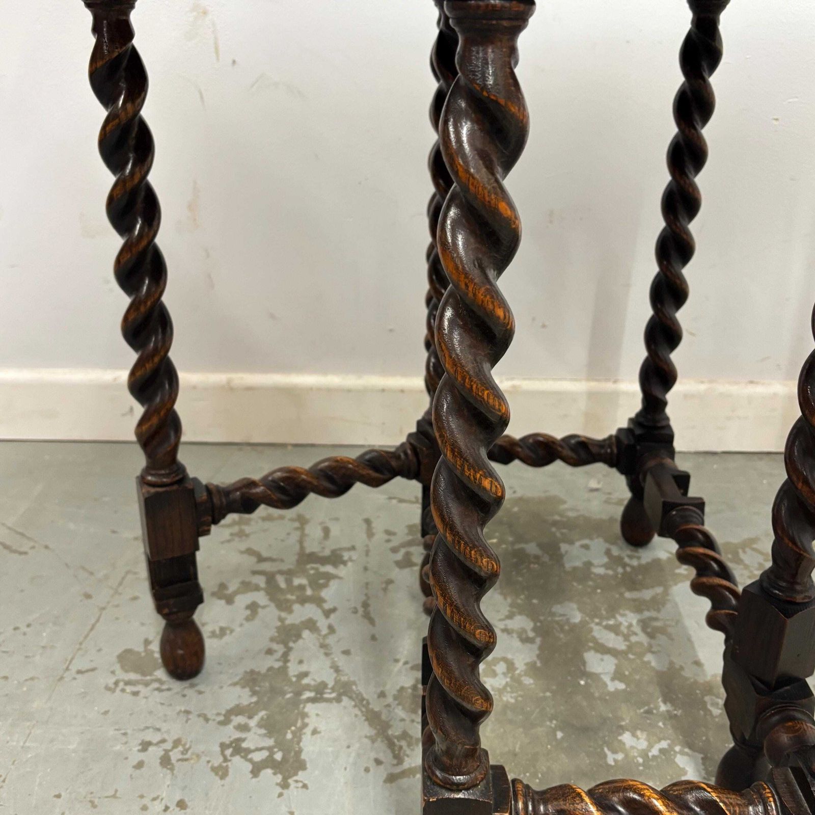 photo buy Vintage Oak Drop Leaf Table Barley Twist Legs Gateleg Style End Table